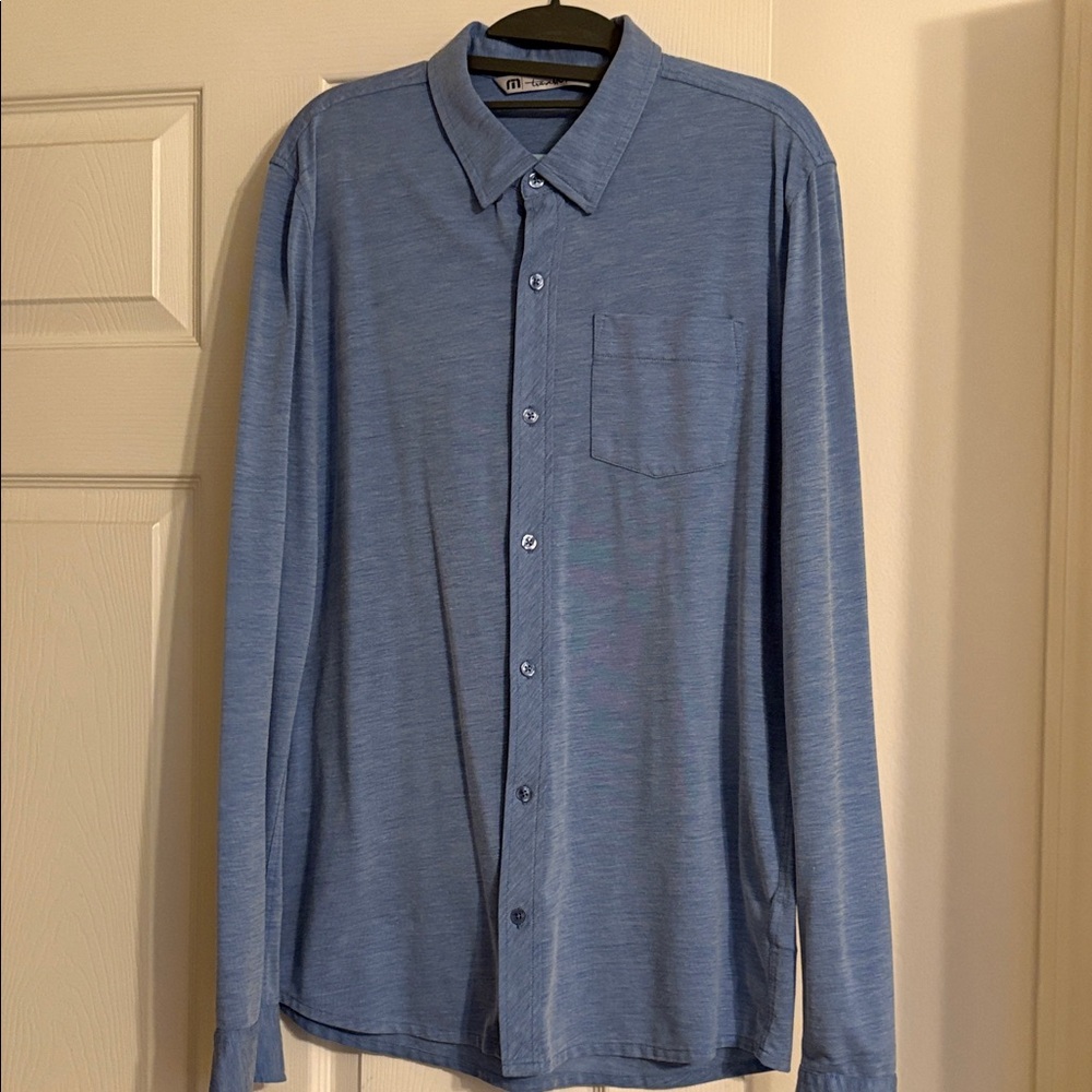 Travis Mathew Casual Blue Button-Down Shirt